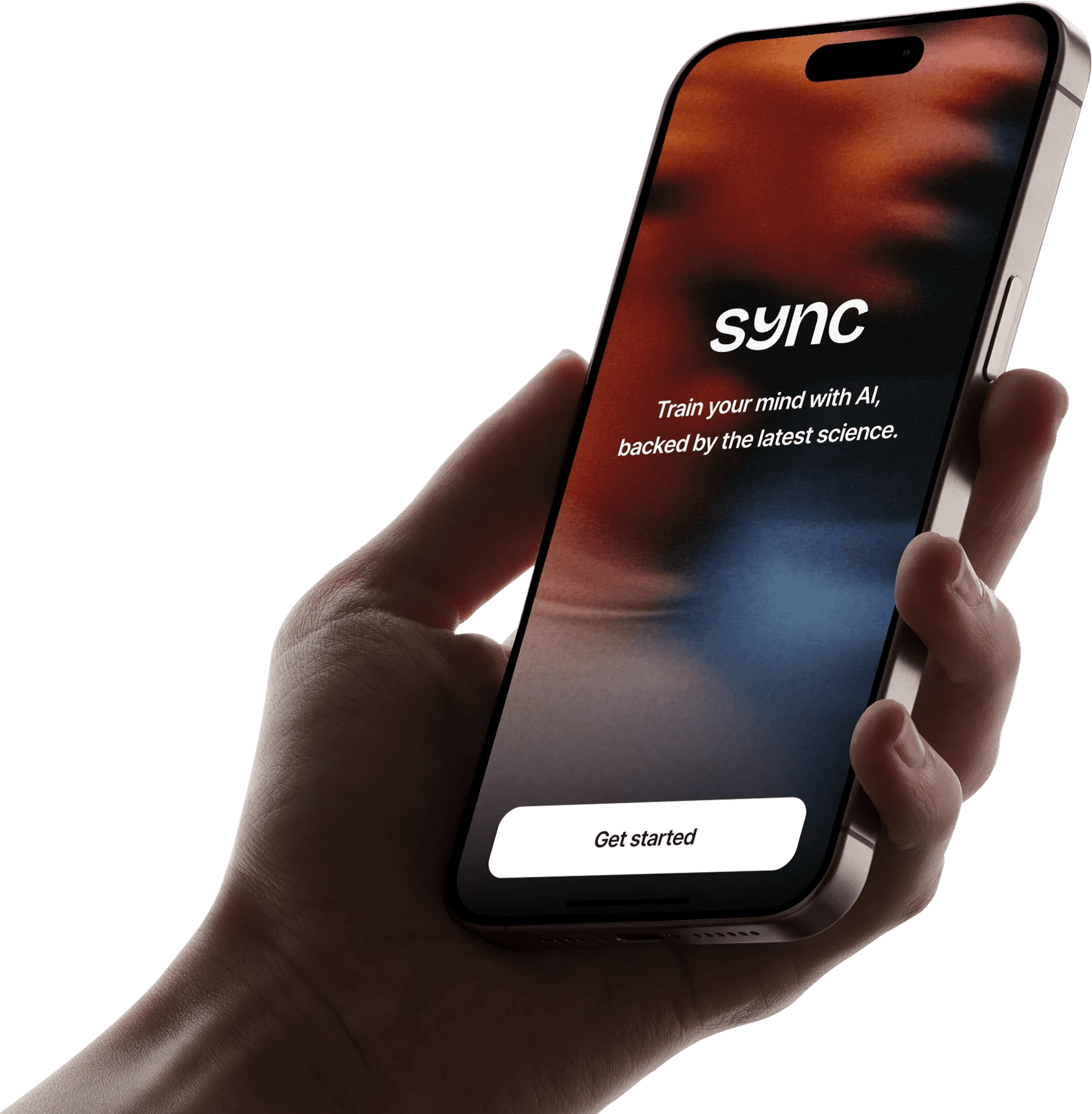 Hand holding a phone with the Sync app